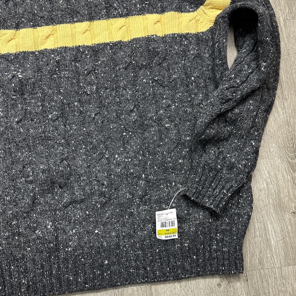 Brunello Cucinelli Charcoal and Mustard Crewneck Sweater - Picture 4 of 5